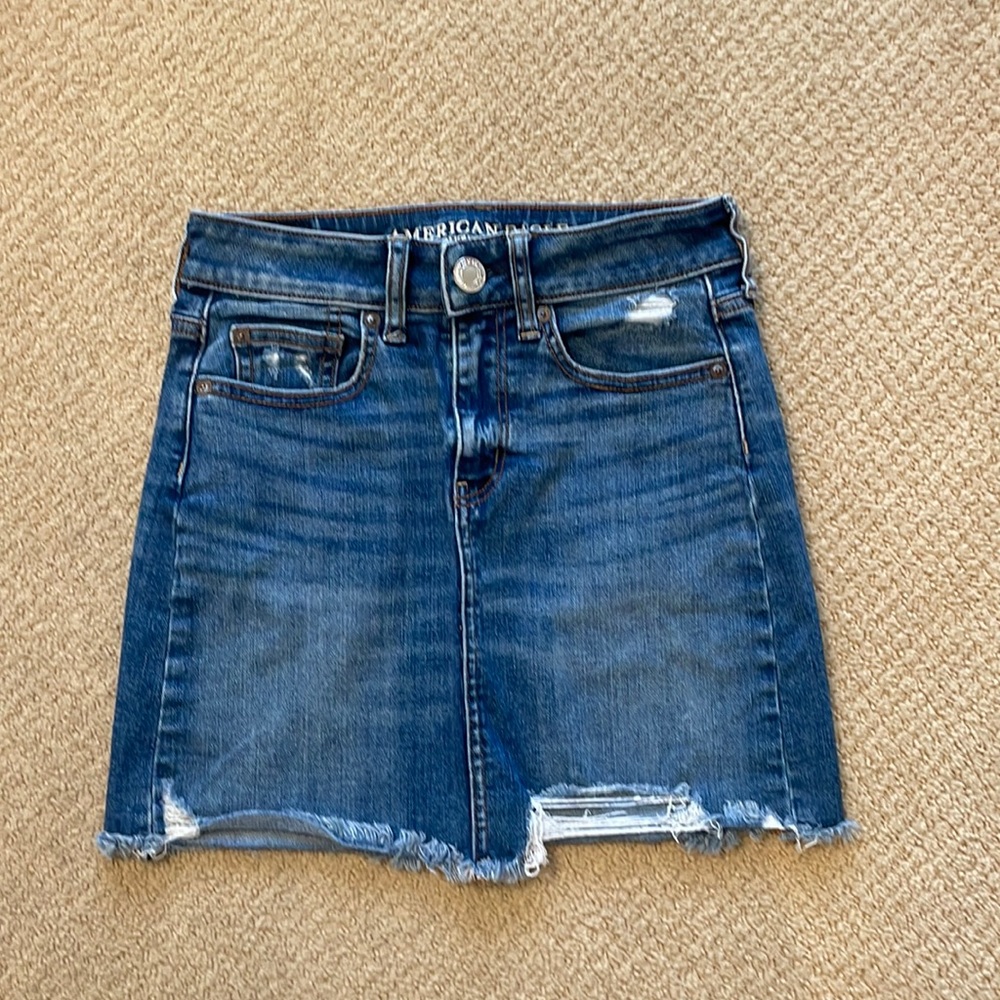 American Eagle Distressed Super Stretch Jean Skirt